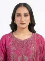 3PC Stitched Rani Pink Silk