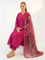 3PC Stitched Aster Magenta Cambric