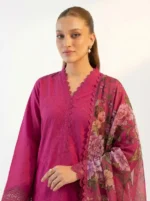 3PC Stitched Aster Magenta Cambric