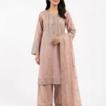 3PC Stitched Lotus Lilac Cotton