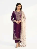 3PC Stitched Solace Purple Cotton
