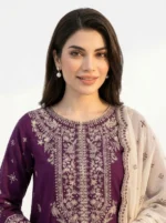 3PC Stitched Solace Purple Cotton