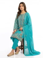 Unstitched Cyan Turquoise Lawn Suit