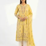 3PC Stitched Mehr Yellow Lawn