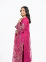 3PC Stitched Rani Pink Silk