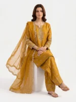 3PC Stitched Zoya Mustard Cotton