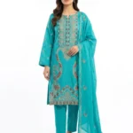 Unstitched Cyan Turquoise Lawn Suit