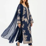3PC Stitched Safa Navy Dhanak