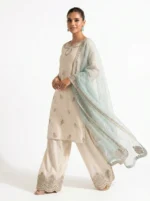 3PC Stitched Noor Cream Lawn