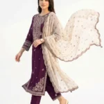 3PC Stitched Solace Purple Cotton