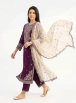 3PC Stitched Solace Purple Cotton