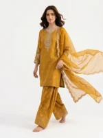3PC Stitched Zoya Mustard Cotton