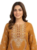 Unstitched Zahra Ochre Lawn Suit