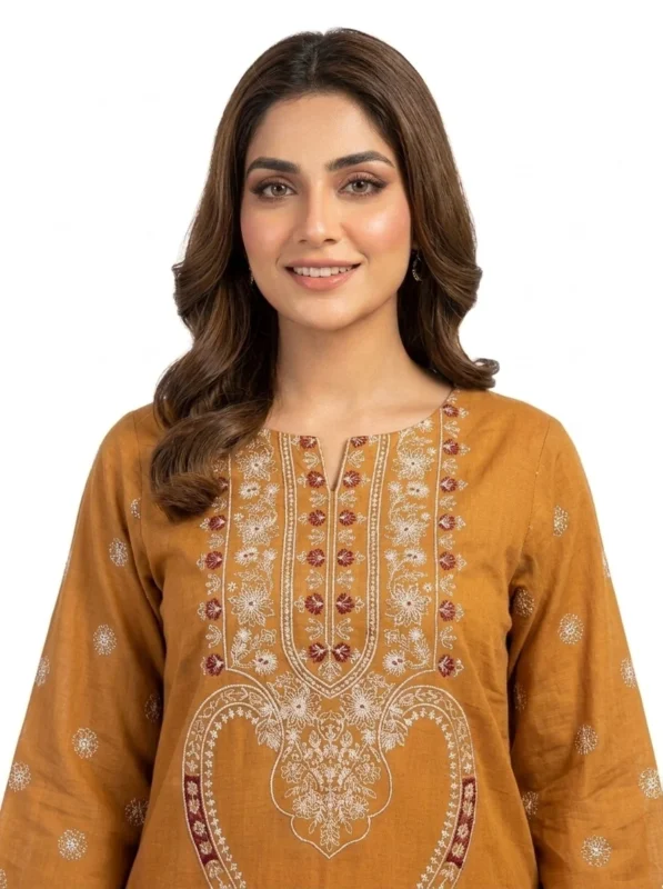 Unstitched Zahra Ochre Lawn Suit