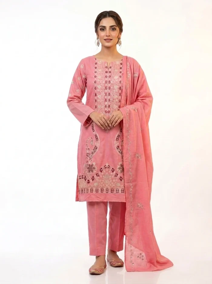 Unstitched Seraphina Pink Lawn Suit