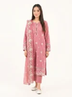 3PC Stitched Blush Pink Cambric
