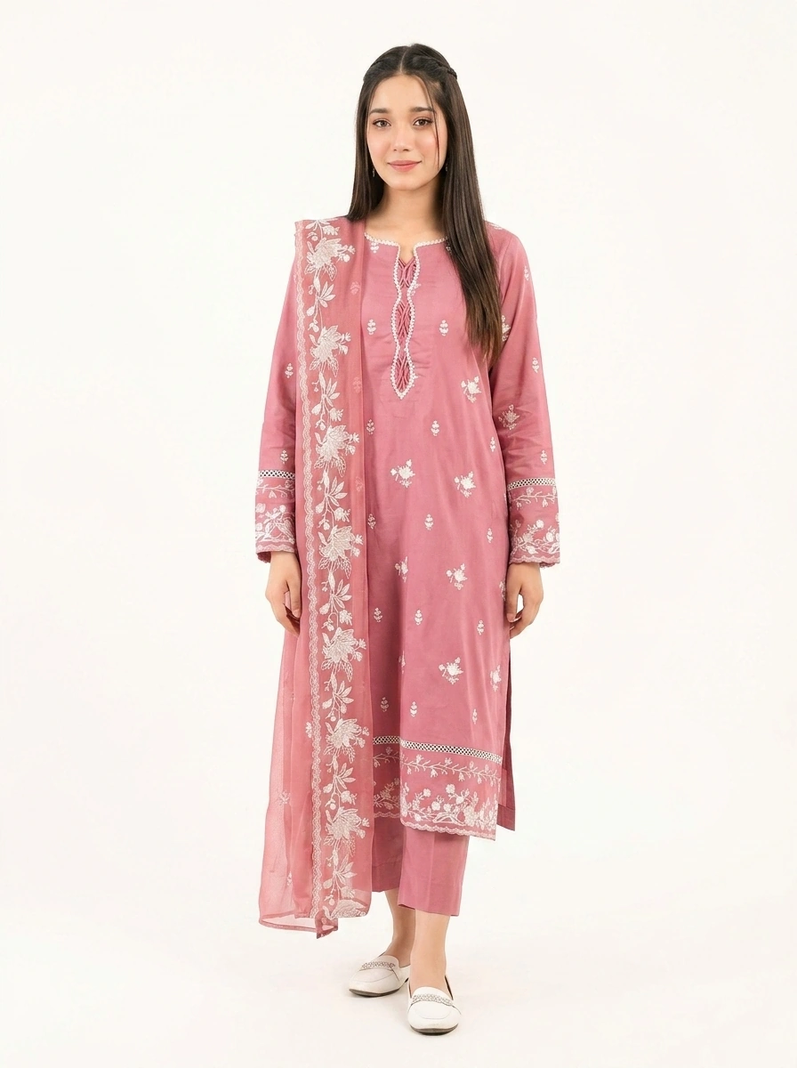 Woman_wearing_pink_traditional_o_202608061130 3PC Stitched Blush Pink Cambric