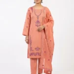 Unstitched Lyra Peach Lawn Suit