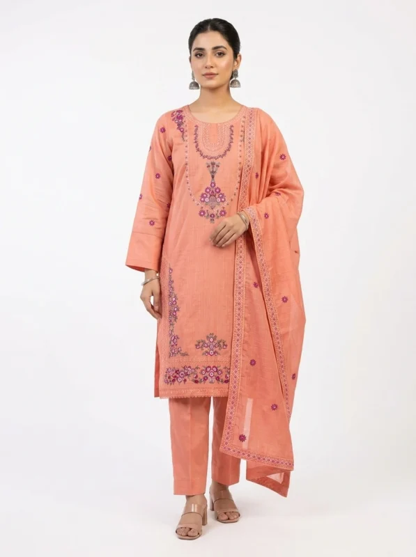 Unstitched Lyra Peach Lawn Suit