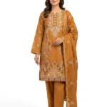 Unstitched Zahra Ochre Lawn Suit