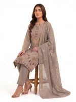 Unstitched Taupe Solace Lawn Suit