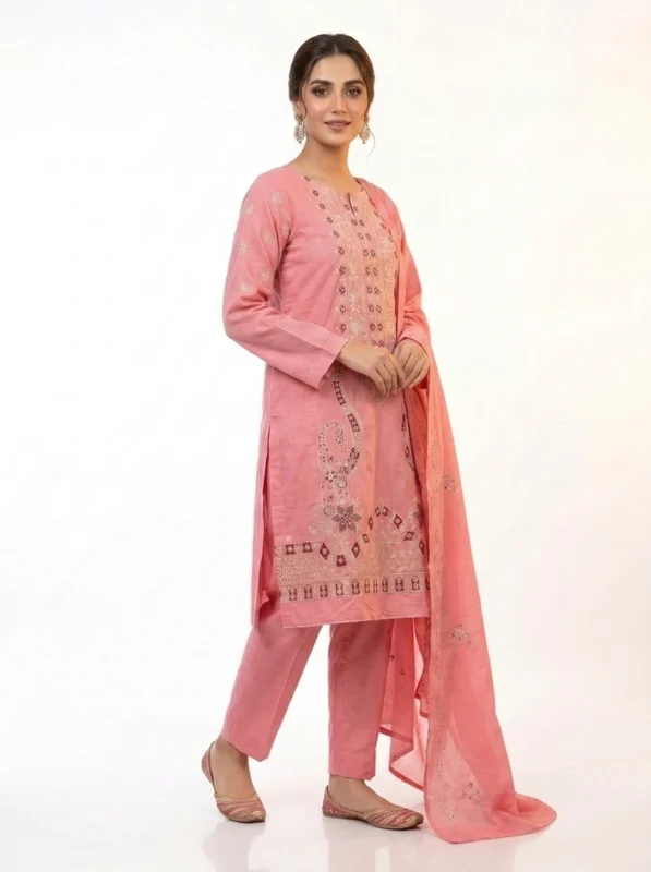 Unstitched Seraphina Pink Lawn Suit