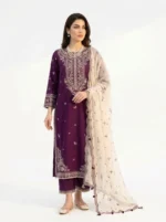 3PC Stitched Solace Purple Cotton