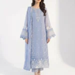 3PC Stitched Fairy Blue Organza