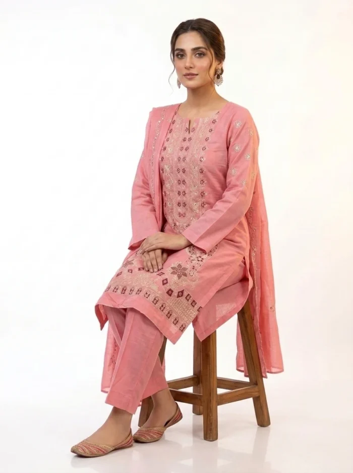 Unstitched Seraphina Pink Lawn Suit