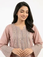 3PC Stitched Lotus Lilac Cotton