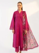 3PC Stitched Aster Magenta Cambric