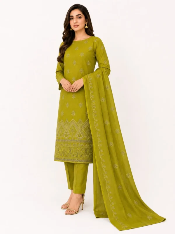 Unstitched Zoya Olive Lawn Suit