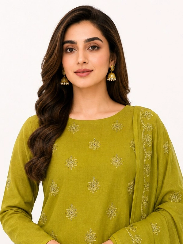 Unstitched Zoya Olive Lawn Suit