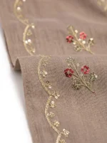 Unstitched Taupe Solace Lawn Suit Sitting Graceful Look