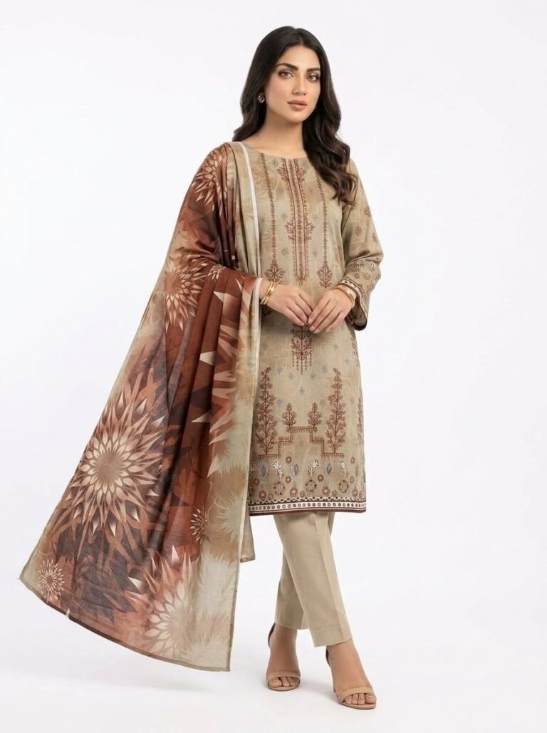 Unstitched Taupe Amber Karandi Suit