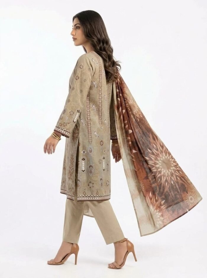 Unstitched Taupe Amber Karandi Suit - Image 6